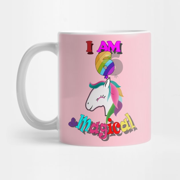 unicorn 6th birthday: I am 6 and magical by bratshirt